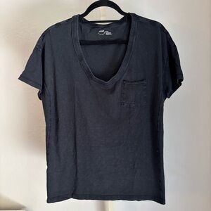 Aerie Black Overized Lounge Tee with Pocket Front, Rounded Scoop Neckline, XS